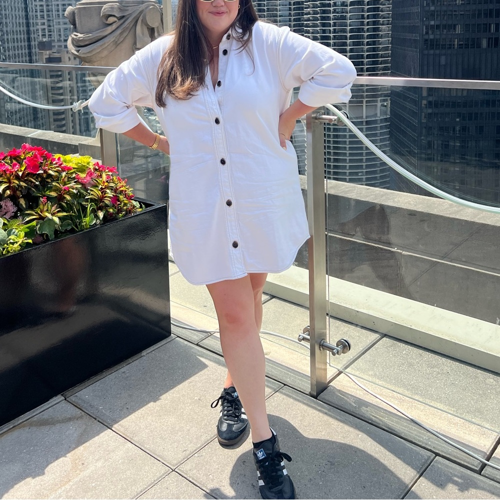 Madewell Cream Denim Mini Shirt Dress